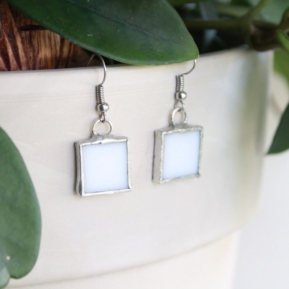 Small Square Stain Glass Earrings - Picture 3 of 6